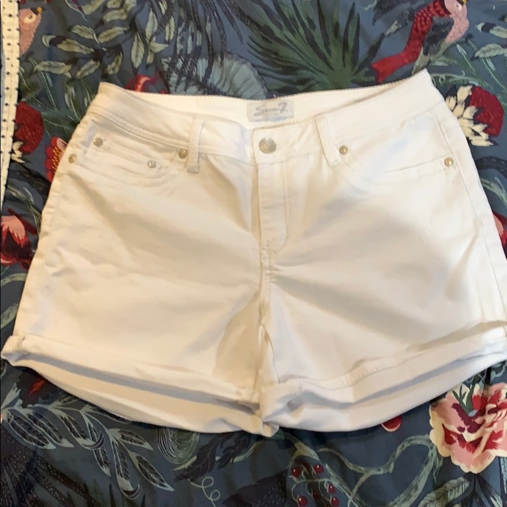 White jean shorts sevens brand